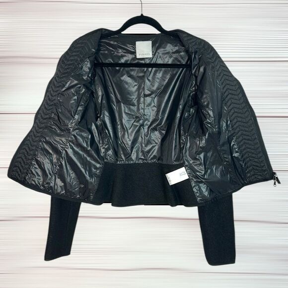NWOT PINKO Black Short Jacket Quilted Front Full Zip size US 8 - Picture 11 of 14